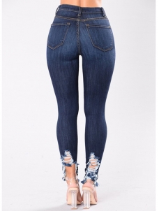 Women Hollow Out Tight Denim Jeans