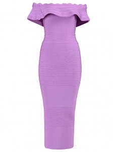 Women Off The Shoulder Bandage Dress Purple
