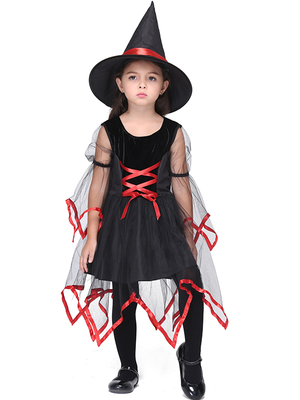 Black Mesh Kids Witch Cospleay Costume