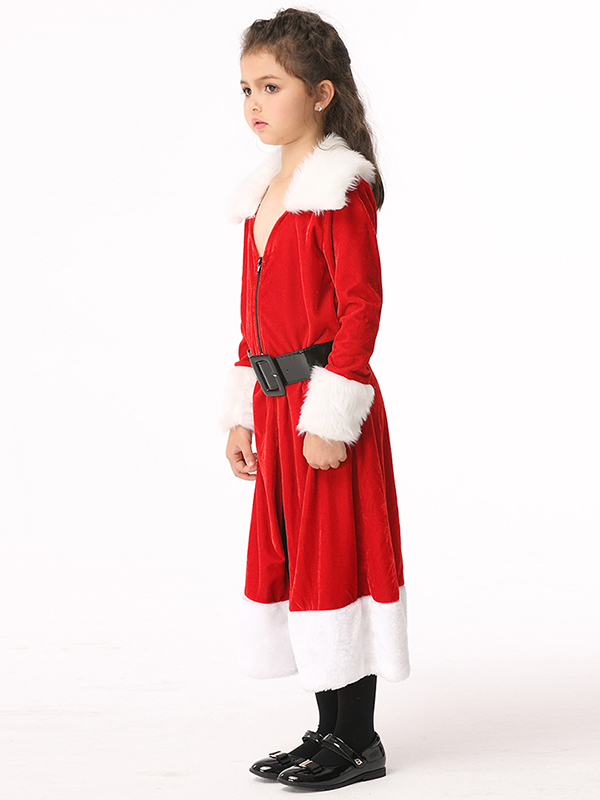 Christmas with Belt Dress Kids Costume
