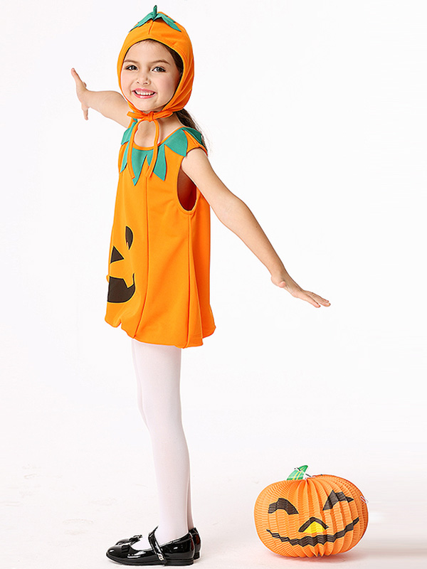 Halloween Pumpkin Dress Kids Costumes