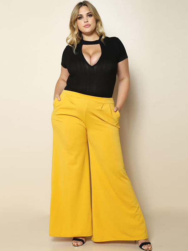 XL-3XL Fashion Plus Size Jumpsuit Yellow
