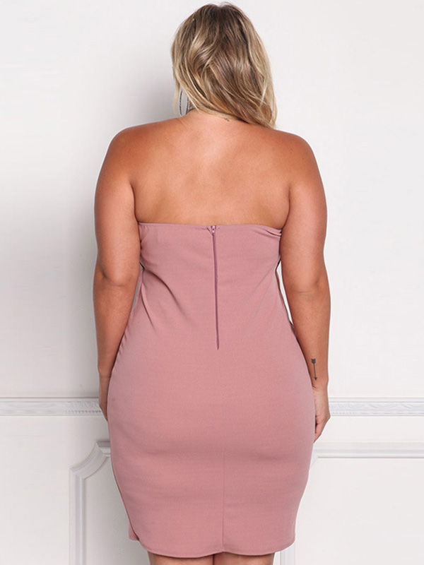 XL-3XL Off Shoulder Plus Size Dresses Pink 