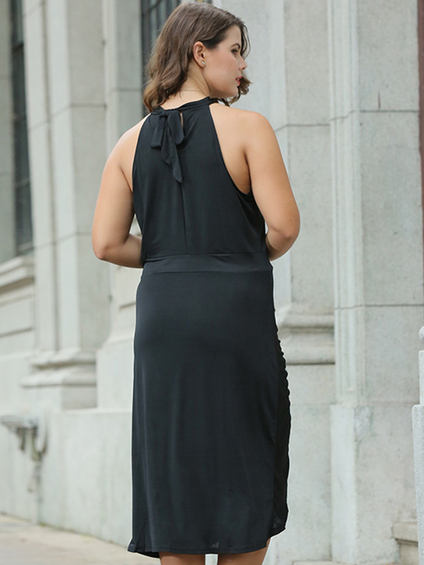 XL-3XL Sleeveless Split Plus Size Dress Black