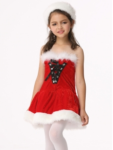 Cute Strapless Christmas Dress Kids Costume