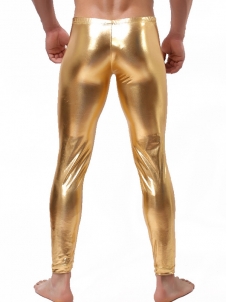 Men Fitness Vinyl Lingerie Pants Gold