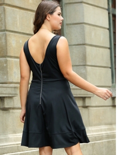 XL-3XL A-Line Plus Size Dress Black