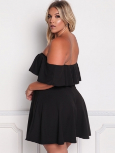 XL-3XL Off Shoulder Plus Size Dress Black