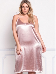 XL-3XL Sleeveless Sling Plus Size Dresses Pink