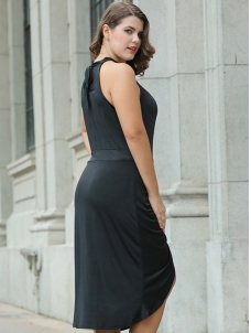 XL-3XL Sleeveless Split Plus Size Dress Black