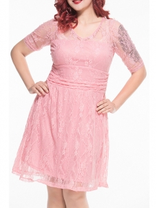 XL-8XL Plus Size Women Midi Dress Pink  