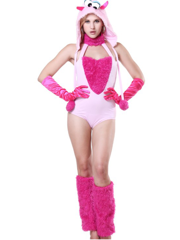 Girl Furry Cotton Candy Monster Costume