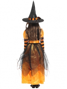 Child Witch Halloween Orange  Witch Costume
