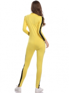 Fashion Women Yellow Jumpsuits Motorcycle Costume