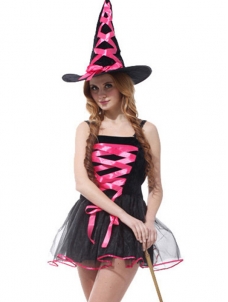 Girls Witch Halloween Costume Dress Rose