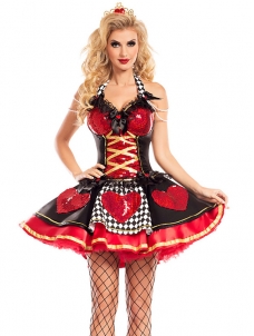 Women Poker Red Queen of Hearts Costumes