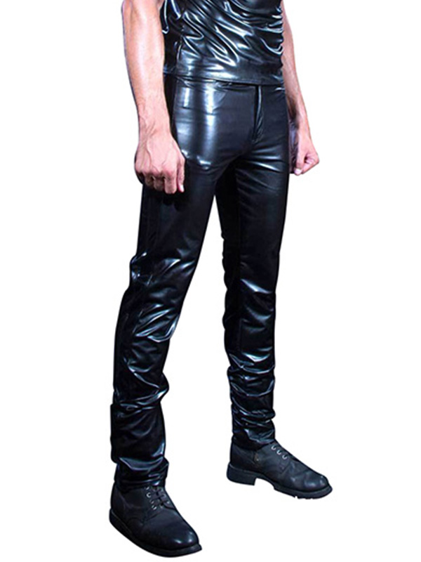Men Sexy Vinyl Leather Long Pants