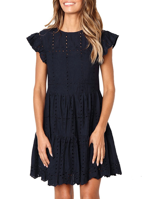 Hollow Out Ruched A-Line Mini Dress
