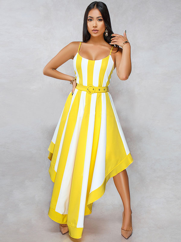 Women 3 Colors Stripe Maxi Dress