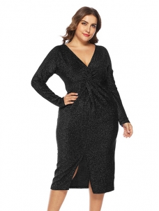 Long Sleeve Plus Size Women Maxi Dress