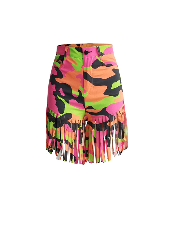 Women Tassel Camouflage Skirt