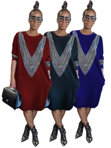 Women Long Sleeve Midi Dress