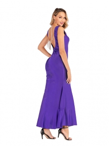 Purple Women Sleeveless Evening Dress