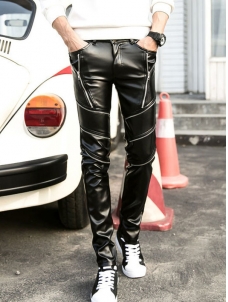 Men Faux Leather Punk Trousers