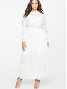 Women White Long Sleeve Maxi Dress