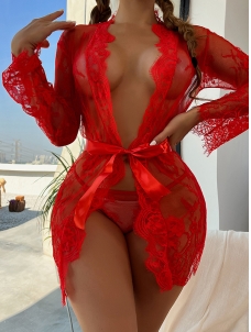 Women Sexy Red Gown Lingerie