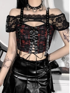 Black Gothic Summer Cropped Tops