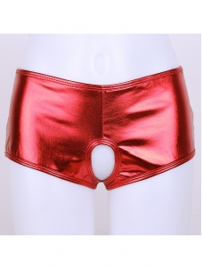 Sexy Womens Panties Lingerie Nightclub Wetlook Sissy Underwear Faux Leather Open Butt Crotchless Bikini Underwear Underp