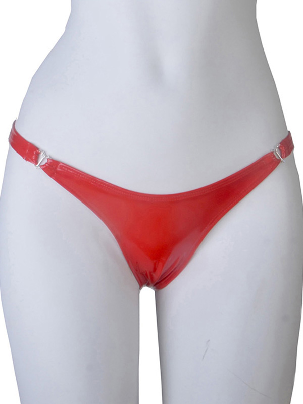 Women Red Sexy Vinyl Underwear Lingerie