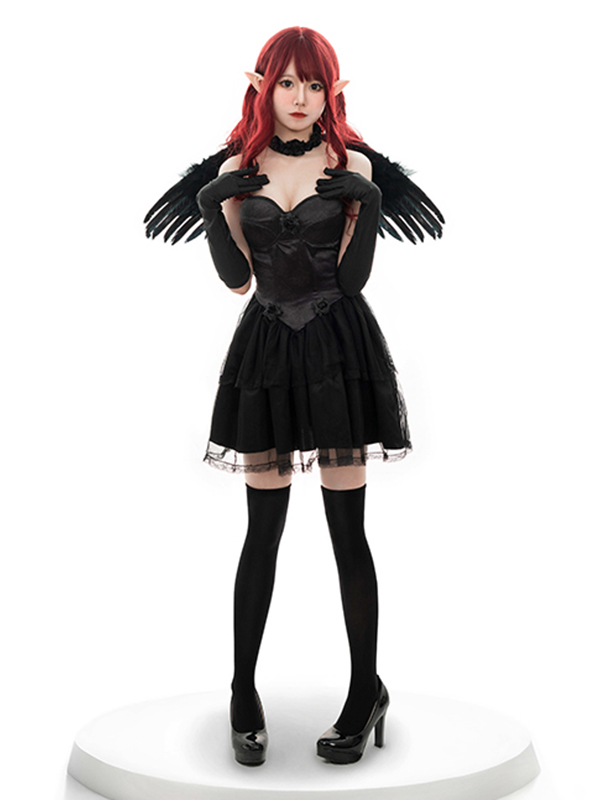 Women Sexy Halloween Costume (including fancy dress, wing, glove)