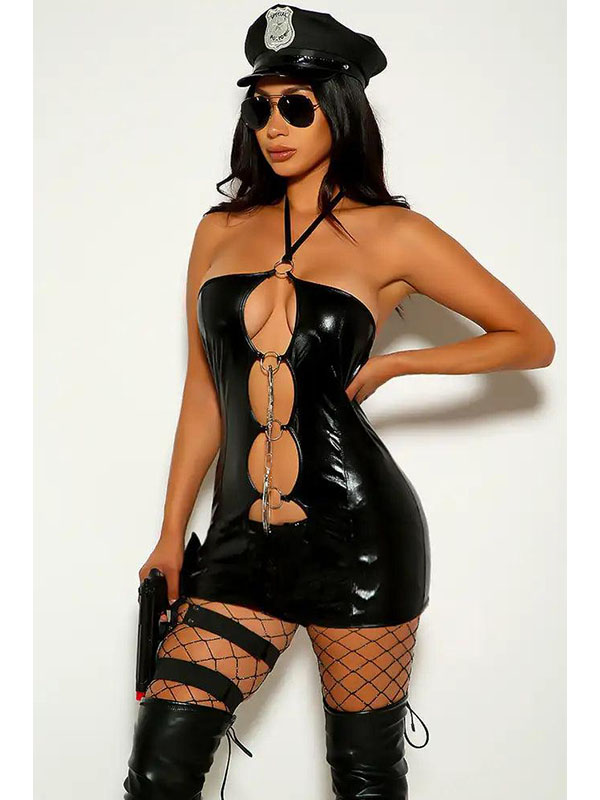 Women Sexy Vinyl Dress (including hat)