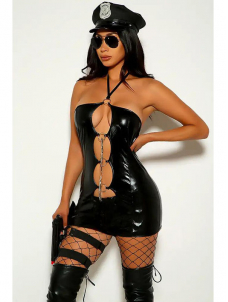 Women Sexy Vinyl Dress (including hat)