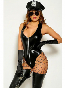 Women Sexy Zipper Teddies （including hat, glove）