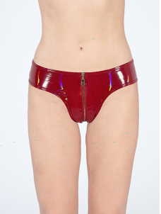 Women Sexy Zipper Vinyl Underwear