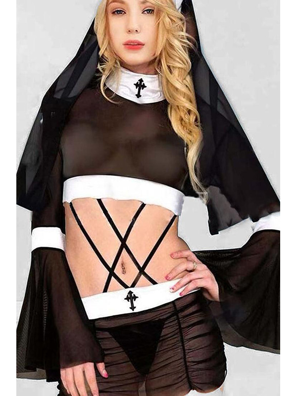 Women Sexy Nun Halloween Costume Lingerie