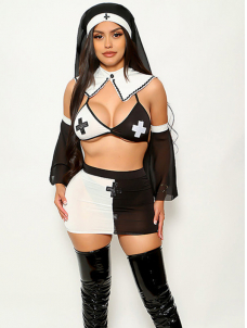 Women Sexy Nun Halloween Costume Lingerie