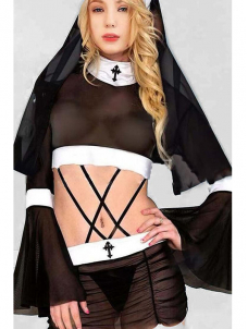 Women Sexy Nun Halloween Costume Lingerie