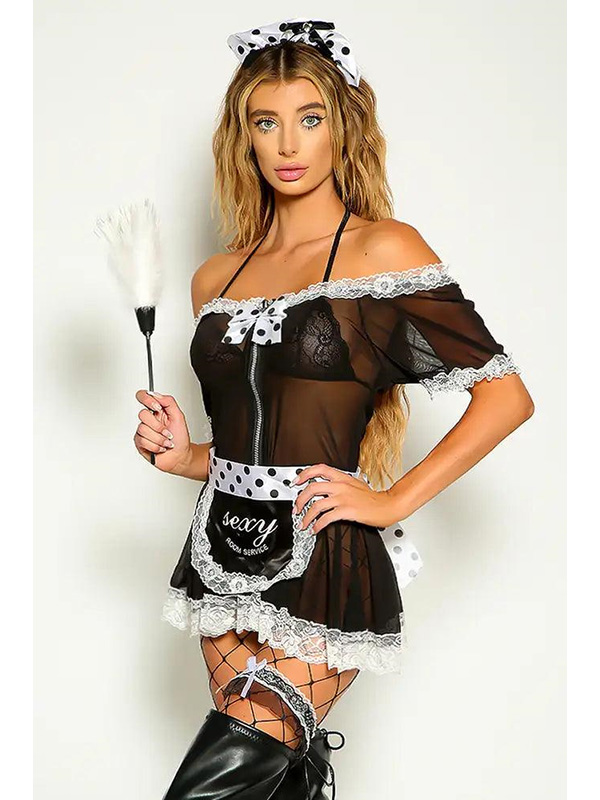 Women Sexy French Maid Lingerie Halloween Costume