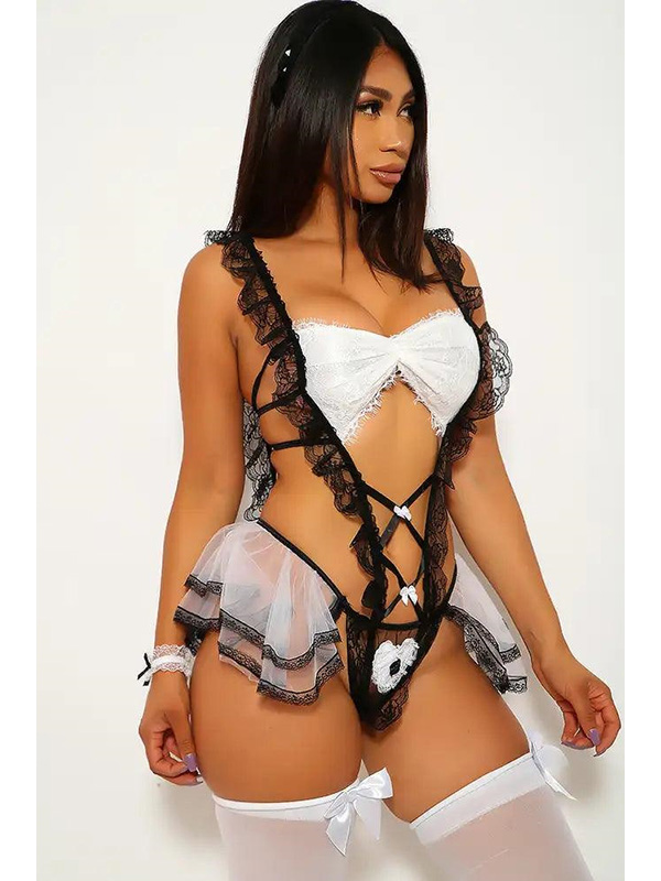 Women Sexy French Maid Lingerie Halloween Costume