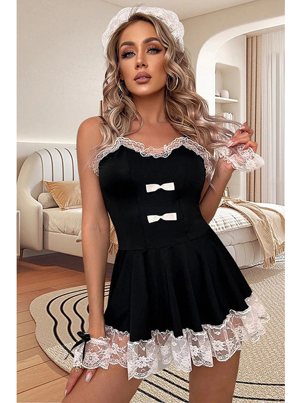 Women Sexy French Maid Lingerie Halloween Costume