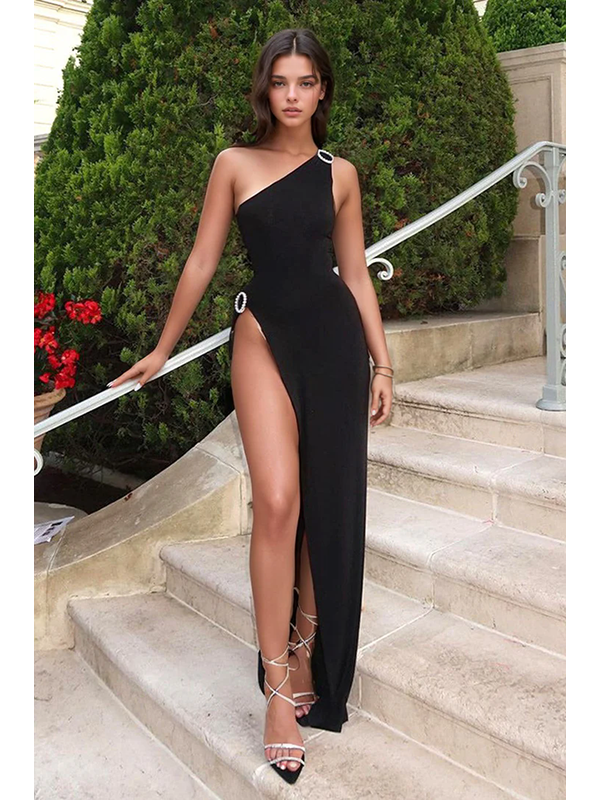 Women Sexy One Shoulder Maxi Dress