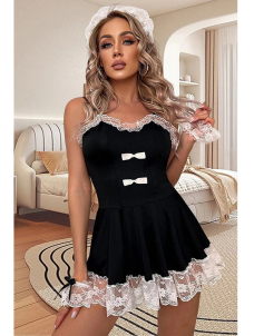 Women Sexy French Maid Lingerie Halloween Costume